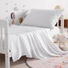 NTBAY Toddler Sheet Set - 3-Piece Microfiber Crib Sheet Set - Crib Flat Sheet Crib Fitted Sheet and Pillowcase - Solid Toddler Bedding Sets, White
