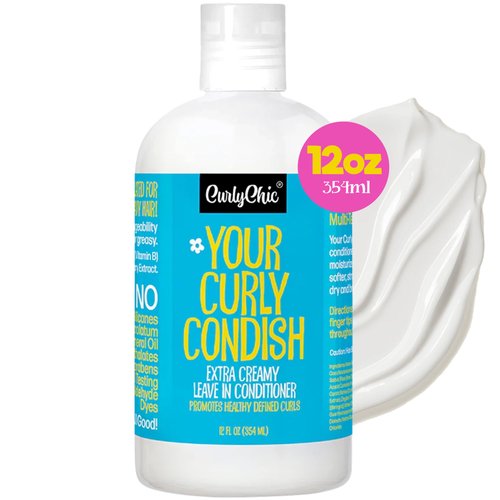 CurlyChic Your Curly Condish - Extra Creamy Leave-In Conditioner, Intense Moisturizing, Frizz Control & Curl Definition for Curly, Kinky, Coily, Wavy, Frizzy Hair – Sulfate & Paraben Free, 12 fl oz