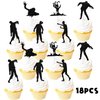 Black Glitter Halloween Zombie Dessert Cupcake Topper Fantasy Horror Theme Decor Supplies Boys Girls Woman Man Happy Birthday Party Decorations