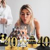 10PCS Black Gold 40th birthday decorations for Men and Women，40th birthday centerpieces for tables ，Happy 40th Birthday Centerpieces Tables Toppers，40th Birthday Table Sign Decor