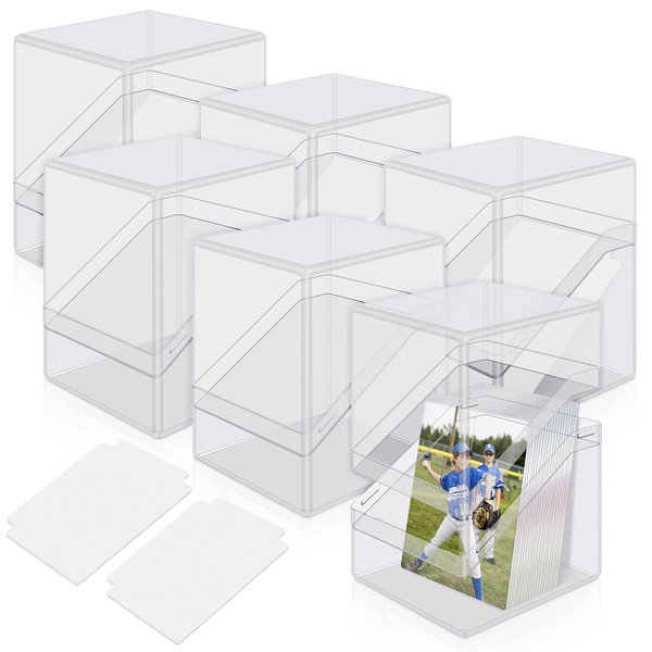 Mlikero Card Deck Cases, 6 Pack Acrylic Card Box for Trading Cards,Sturdy Card Storage Boxes Holding 100+ Sleeved Cards with 6 Dividers,Clear Card Storage Boxes fit for MTG, Sport Cards…