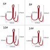 Red Treble Hooks Kit, Circle Round Bend Triple Fishing Hooks Stainless Steel Double Split Rings Assorted Fishing Tackle Box Kit for Fishing Gear Equipment Freshwater Saltwater (70-Hooks 25-Rings)