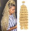 Deep Wave Bulk Human Hair for Braiding No Weft Hair Extensions Human Hair for Boho Braids 100% Unprocessed Brazilian Virgin Human Hair Wet and Wavy Bulk Braiding Hair 613 Blonde 1 Bundle 100g 22 Inch