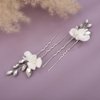 Teyglen 2pcs Flower Bridal Hair Pins Rhinestone Wedding Hair Pins Clips Set with Pearl Flower Hair Accessories for Bride Wedding Crystal Hair Piece for Women Girls (Silver)