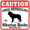 Dog Yard Sign Caution Area Patrolled by Siberian Husky Security Company