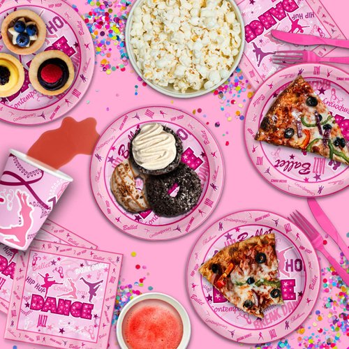 Dance Birthday Party Supplies Set Plates Napkins Cups Tableware Kit for 16