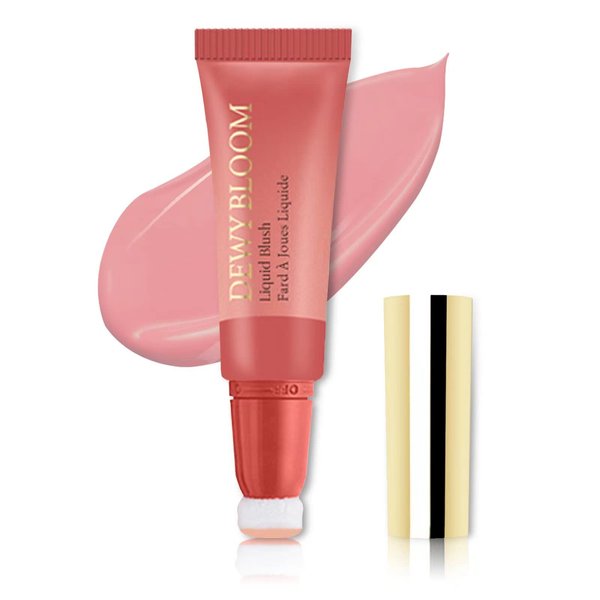 Yeweian Blush Beauty Wand, Liquid Blush Contour Wand with Cushion Applicator, Smooth Cream Blush Wand Natural Matte Finish, Lightweight Blendable Blush Stick Makeup for Cheek,106 Peach Pink