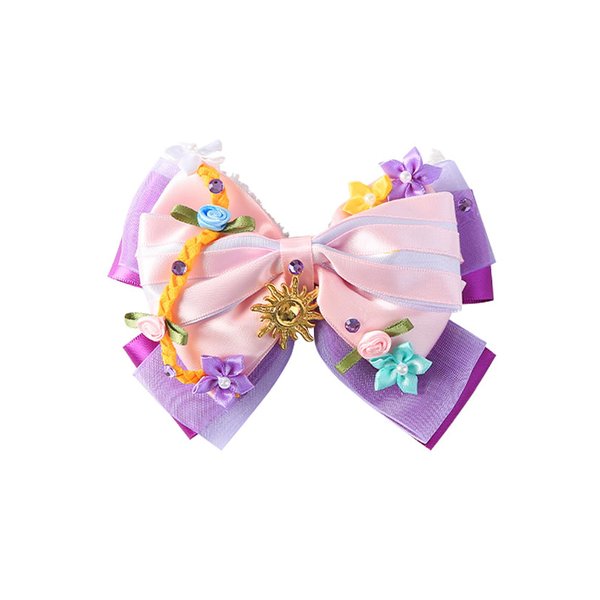 Princess Hair Bow Clips for Girls Women 5 Inch Role Play Halloween Costume Dress Up Accessories for Rapunzel