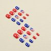Short Press on Nails 4th of July Fake Nails with American Flag Designs Acrylic False Nails Square Red French Tip Nails Cute Stick on Nails for Women