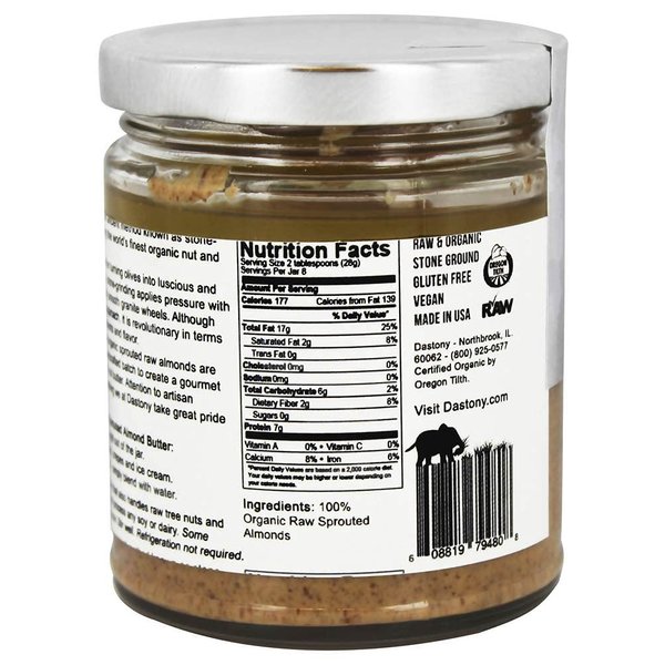DASTONY Organic Sprouted Almond Butter, 8 OZ