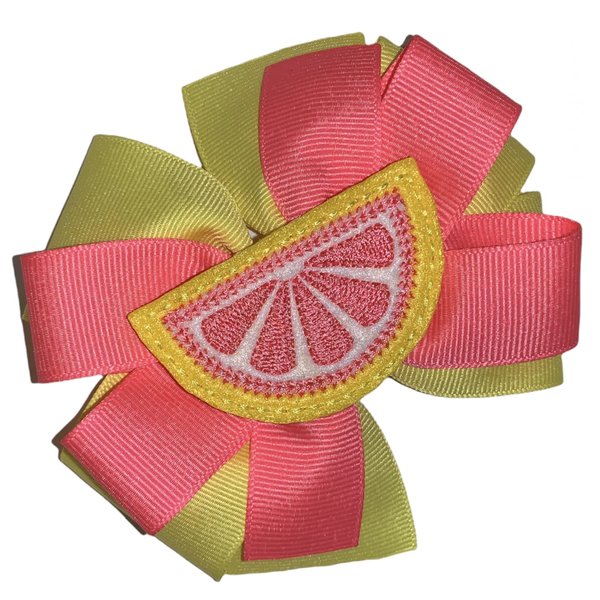 Pink Lemonade Pinwheel Hair Bow 5"