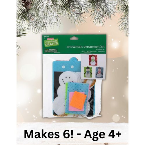 Snowman Felt Ornaments Craft Kit, Build and Decorate Your Own, Makes 6