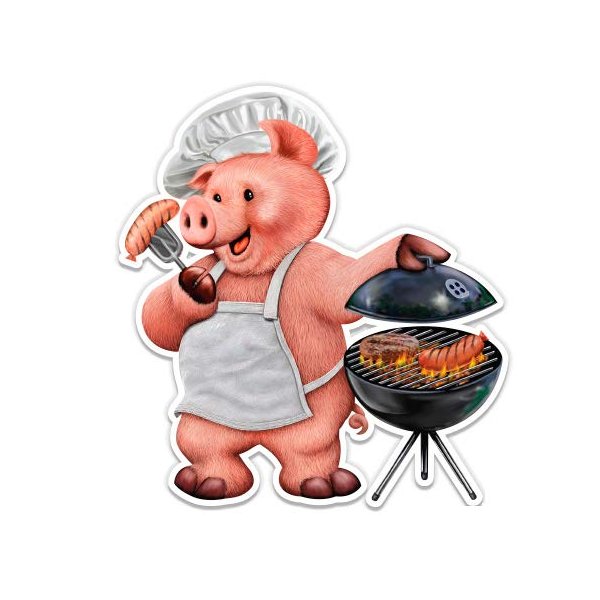 BBQ Grilling Barbeque Grill - 5" Vinyl Sticker - for Car Laptop I-Pad - Waterproof Decal