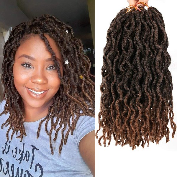 Faux Locs Crochet Hair 12 inch - 6packs/Lot Bo Faux Locs Crochet Hair Curly Dreadlocks Synthetic Faux Locs Braiding Hair Extensions (20 Roots/Pack) #T1B/30