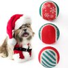 LUCKITTY 3 Packs Christmas Dog Tennis Balls Interactive Toy Puppy for Small Medium Dogs Training Playing- Red, White, and Green Color Blocking Patterns 2.5 Inch