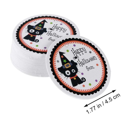 BinaryABC Halloween Party Favor Gift Tags Baking Biscuit Candy Treats Bags Boxes Paper Tags Labels(48-50pcs)