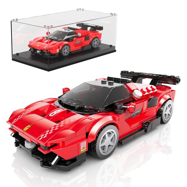 Mould King Speed Champion P80C Racing Car Building Kit with Acrylic Display Case, 27069 Collectible Model Car Kits, Building Blocks Kit Racing Toy Cars for Adult Kids 8+(449 PCS)