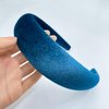 FunCosta velvet padded headband wide puffy headbands for women girls vintage sponge hair band trendy and cute hair accessories (Prussian Blue)