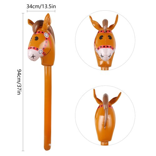 Inflatable Stick Horse,Inflatable Horse Head on Stick Horse Costume Pony/Halloween/Western Cowboy/Horse Baby Shower Birthday Party Decorations Supplies Favors, 37 Inch (Brown)
