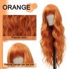 Orange Wig Long Wavy Wig with Bangs Orange Curly Wigs for Women Synthetic Curly Wavy Wig for Party Cosplay Daily Use 26 Inch