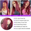 Valkous 28 Inch 99j Burgundy Lace Front Wigs Human Hair Straight Wigs for Women Glueless 13x4 Lace Front Wigs Human Hair Colored 180% Density Red Straight Lace Front Wigs Human Hair Pre Plucked Wigs
