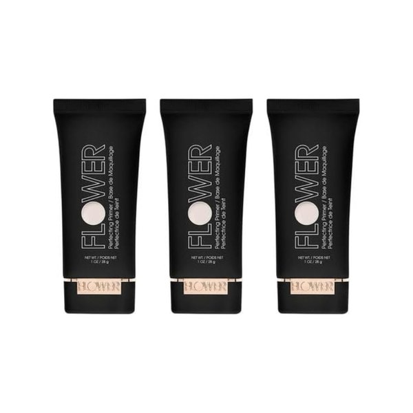 FLOWER Beauty In Your Prime Perfecting Primer | Hydrating & Moisturizing Makeup Primer For Face | Lightweight, Long-Lasting | Soft, Silky Smooth Makeup Application (Pack of 3)