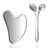 Hysotok Stainless Steel Gua Sha Facial Tools, Face Roller and Gua Sha Set for Facial Massage, Neck, Eyes, Body, Chin Lift, and Skin Tightening (Silver Heart)