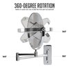Ovente 7" Wall Mount Makeup Mirror, 1X & 7X Magnifier, Adjustable Spinning Double Sided Round Reflection, Extend, Retractable & Folding Arm, Bathroom & Vanity Décor, Polished Chrome MNLFW70CH1X7X