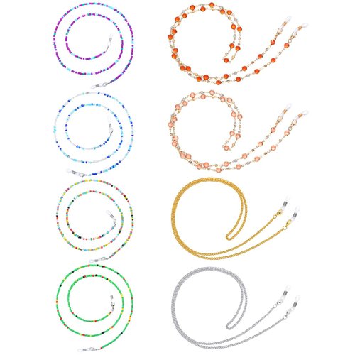 Frienda 8 Pieces Eyeglasses Chains Beaded Sunglasses Strap Holder Elegant Eyewear Retainer Chain, 8 Styles (Stylish Color)