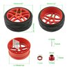 Rchobbytop 4pcs 1/8 Buggy Wheels and Tires Street Tyre with 17mm Drive Hub Hex Adapters Lock Nuts Replacement Parts for On Road Racing Kyosho Tamiya Traxxas HPI HSP, Red