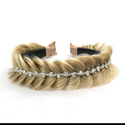 STHEJFB Wide Fishtail Braid Braided Headband Crystal Deco Style Messy Braided Headband, Synthetic Wigs for Girls and Women Beauty Accessories Great for Parties, Dinners, Proms and More.