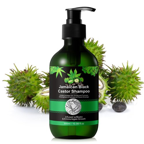 Jamaican Black Castor Oil Shampoo, Castor Oil Shampoo for Hair Growth, Deep Cleansing, Nourishes Scalp, Strengthen & Restore Damaged Hair, Hair Growth Shampoo for Women Men, Sulfate Free, 10.56 Fl Oz