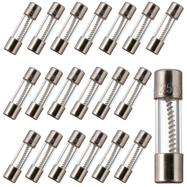 BOJACK T3AL250V 5x20mm 3A 250V Slow Blow Fuses 3 amp 250 Volt 0.2 x 0.78 Inch Glass Tube Time-delay Fuses(Pack of 20 Pcs)