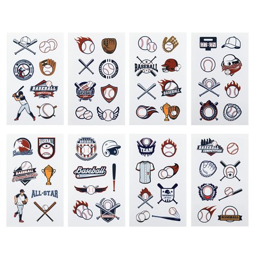 24 Sheets Baseball Temporary Tattoos, Birthday Decorations Baseball Party Favors