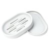 Topsky 2 Pack Soap Dish for Shower, Sink, Bathtub, Oval Plastic White Soap Bar Holder with Drain, Easy to Clean, Durable