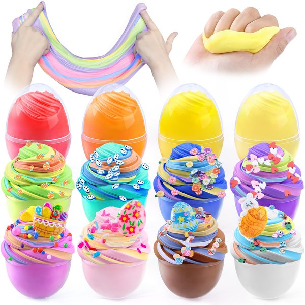 Butter Slime Kit - 12 PCS Color Slime Toy Stress Relief Fidget Toys Slime Party Favors with 12 Bags Accessories, Slime Kit for Girls Boys