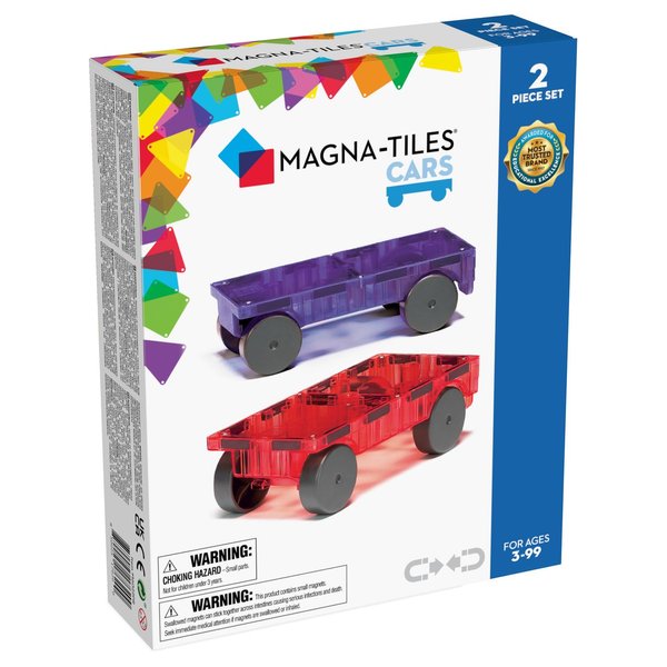 MAGNA-TILES Cars – Purple & Red 2-Piece Magnetic Construction Set, The Original Magnetic Building Brand