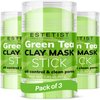 ESTETIST Green Tea Clay Mask Stick Set Purifying Face Mask Replenishing Moisture Deep Pore Cleanser Blackhead Remover Oil Control Skin Detoxifying Anti-Acne Treatment for All Skin Types Pack of 3