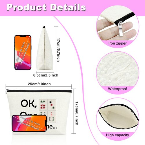 Mahjong Girls Makeup Bag Mahjong Lover Gift Cosmetic Bag Mahjong Gifts Retirement Gifts for Her Funny Gambling Gifts for Women Grandma Mother Birthday Christmas Thanksgiving Gifts Travel Makeup Pouch