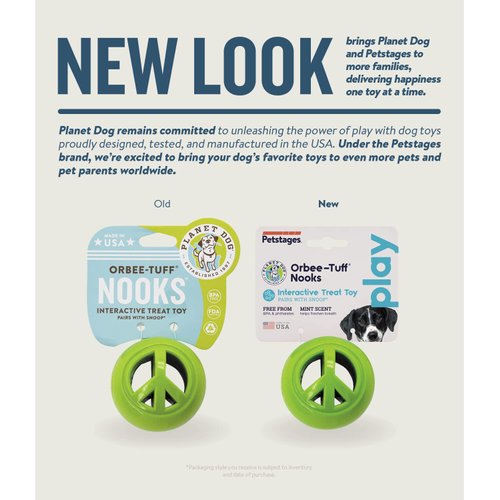 Planet Dog Orbee-Tuff Nooks Green Peace Sign Treat-Dispensing Dog Toy