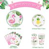 WERNNSAI Flamingo Party Supplies - 64PCS Luau Party Tableware Set Tropical Hawaiian Disposable Dinner Dessert Plates Napkins Cups for Girl Kids Birthday Baby Shower Serves 16 Guest