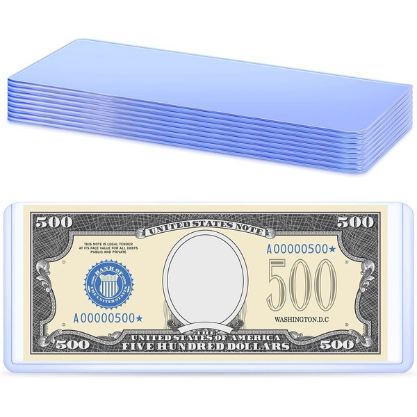 Sepamoon Bill Clear Holders Currency PVC Holder Transparent Bill Sleeves Currency Bill Display Holder for Regular Bills Protector Case Supplies, 6.9 x 2.95 Inch (10)