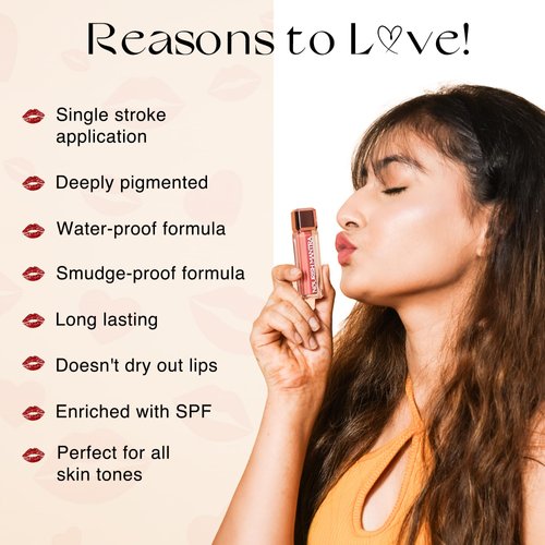 NOURISH MANTRA Masoom Pink Lipstick (3.5ml)/ Creamy Matte Liquid Lipstick with SPF/Water Proof/Smudge Proof/Transfer Proof/Long Lasting/Suits All Skin Tones