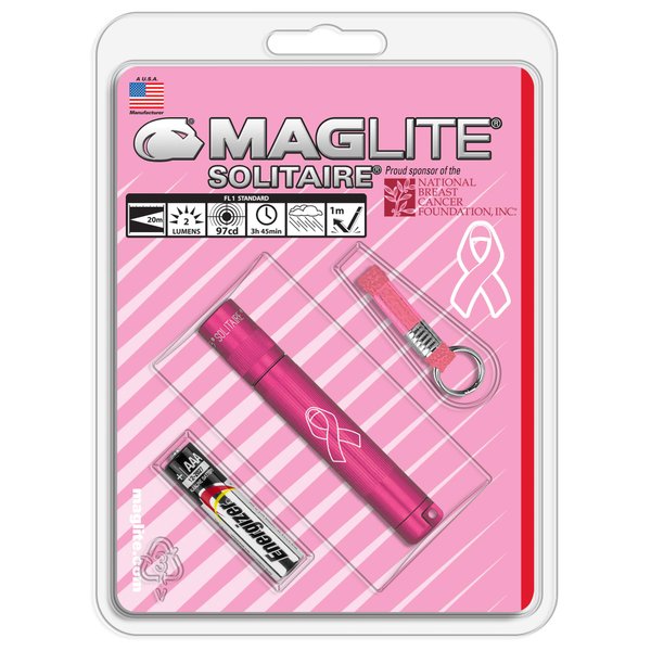 Maglite Solitaire Incandescent 1-Cell AAA National Breast Cancer Foundation Flashlight Pink