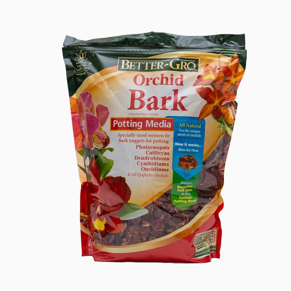 Better-Gro Orchid Bark - Premium Grade Orchid Potting Medium for Potting, Repotting, Root Development, and Water Retention, Ideal for Phalaenopsis, Epiphytic Orchids, and Tropical Plants - 4 Quarts