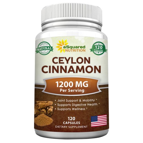 aSquared Nutrition Natural Ceylon Cinnamon 1200mg - 120 Capsules, True Cinnamon-Extract Supplement Pills Promotes Heart Health