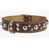 Genuine 1.6" Wide Thick Leather Studs Dog Collar Brown. Fits 19"-24" Neck, Rottweiler, Pit Bull.