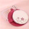 MILESI Cherry Blossom Mini Round Makeup Mirror with Leather Holster Gift for Women (Peach Red)