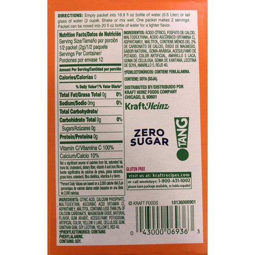 Tang On The Go! Orange Naranja Vitamin C Drink Mix 6 packets (Pack of 6)