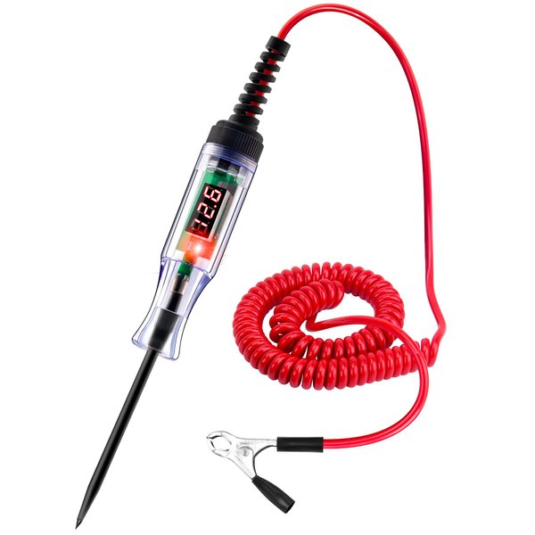 WINAMOO Automotive Test Light 5-90V Digital LED Circuit Tester with Voltage Display, Auto Bidirectional Light Tester, Electrical Voltage Tester with Extended Spring Wire & Probe for Car/RV/Vehicles